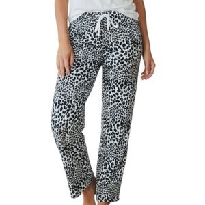 NWT Black Super Soft Fleece Leopard Printed Pajama Pant Bottoms Size Small